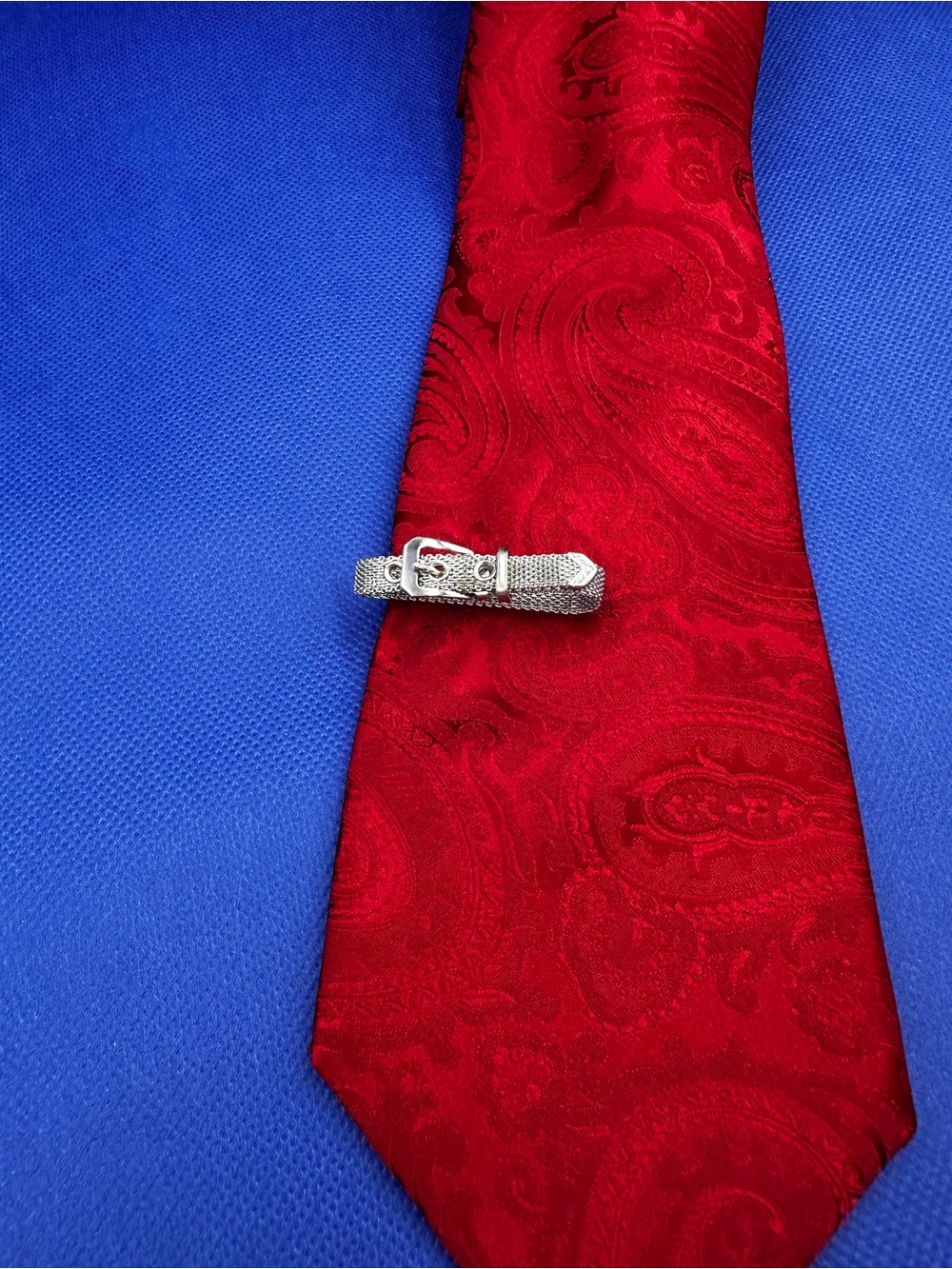Swank Silver Tone Mesh Belt-Style Tie Clip - MbTSkr1